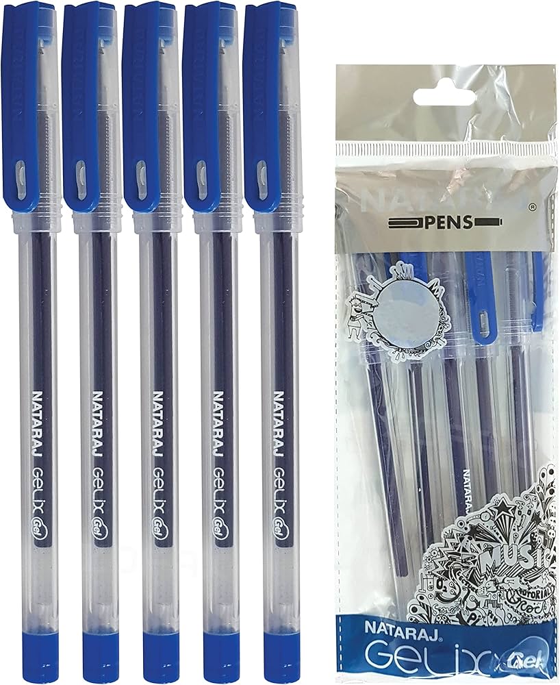 Blue Natraj Gel Pen 10 Pcs / Pieces of Pens Super Smooth Writing Gelix Gelpen