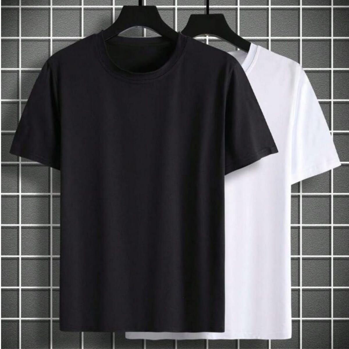 New 3-Pack Men 100% Cotton Crew Neck T-Shirts in Solid Black/White - Comfortable Summer Casual Tops