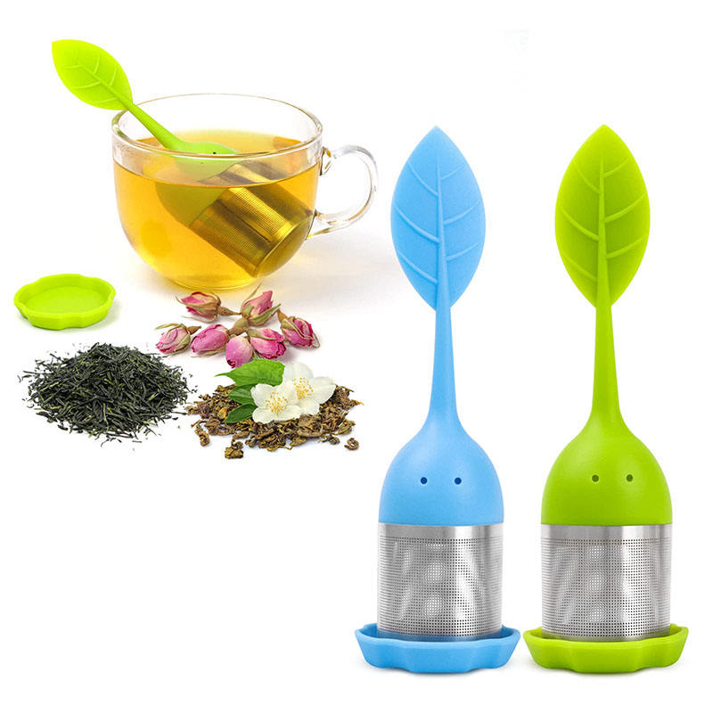 Tea Infuser - Silicone Handle Stainless Steel Strainer Drip Tray Included