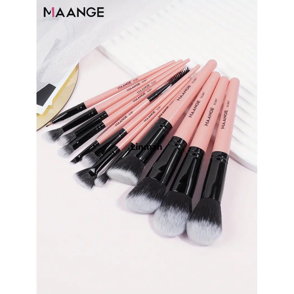 Linman MAANGE 12Pcs Professional Premium Makeup Brush Set With Synth2025 etic Kabuki Foundation Blending Eyeshadows Brushes MAG51367HB