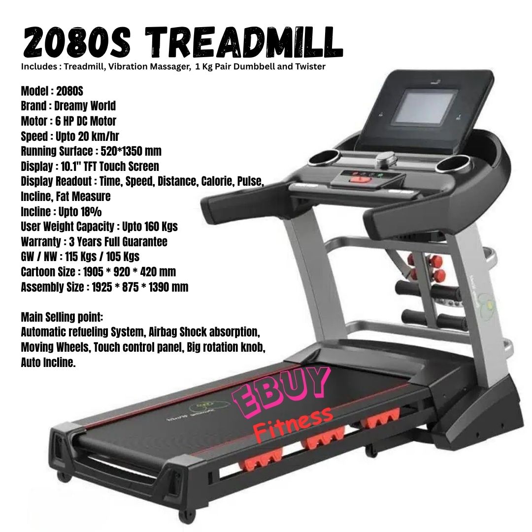 EBUY - 2080S Electric Treadmill 6HP DC Motor Dreamy World