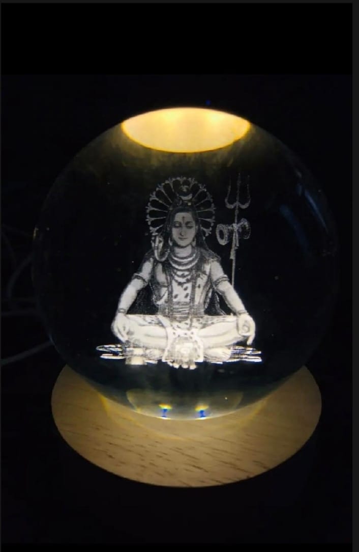 3D Decor Crystal Ball LED Night Light - Lord Shiva
