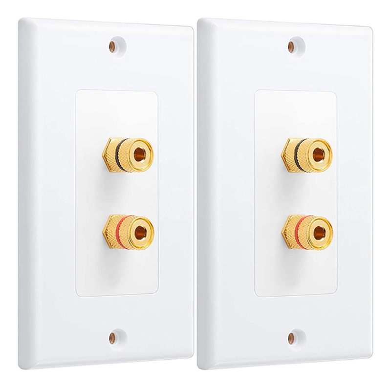 fasdaga 4 Pack Single Gang 1.0 Speaker Wire Wall Plate (Banana Plug Wall Plate) for 1.0 Speaker, White