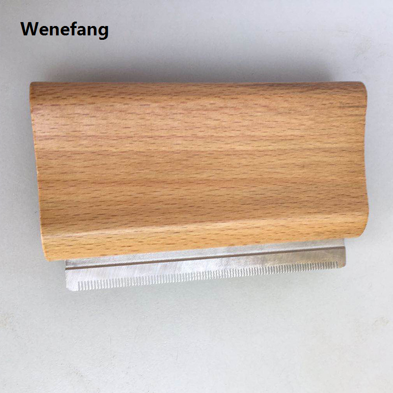 Wenefang Wood Groom Brush Vis Deshedding Grooming Tool, Professional Pet Wooden Groomer, Ergonomic Design Dog Comb Pet hair Removal Comb