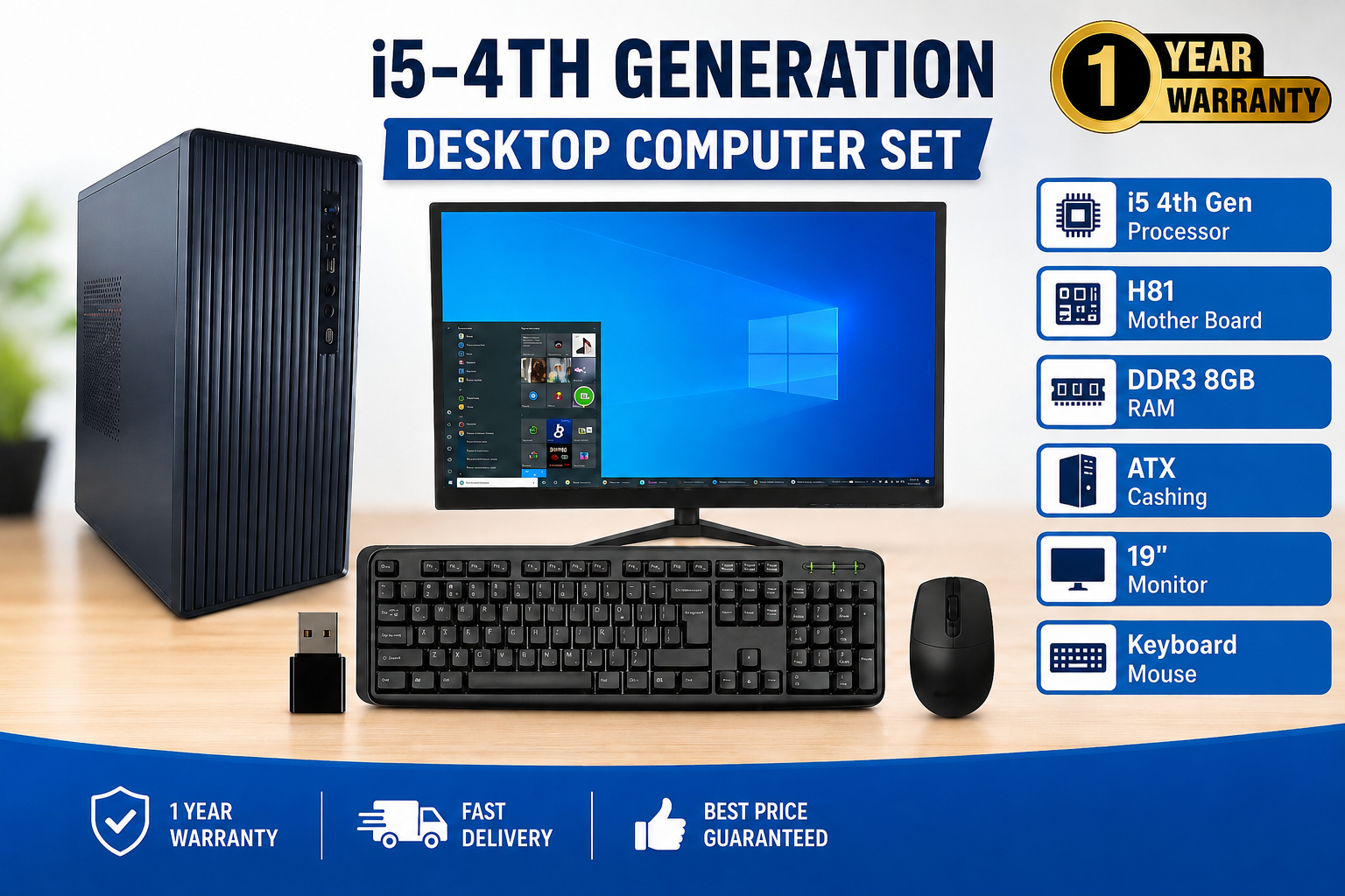 Desktop Computer CPU i5 4th Generation with 8 GB RAM | 256 GB SSD