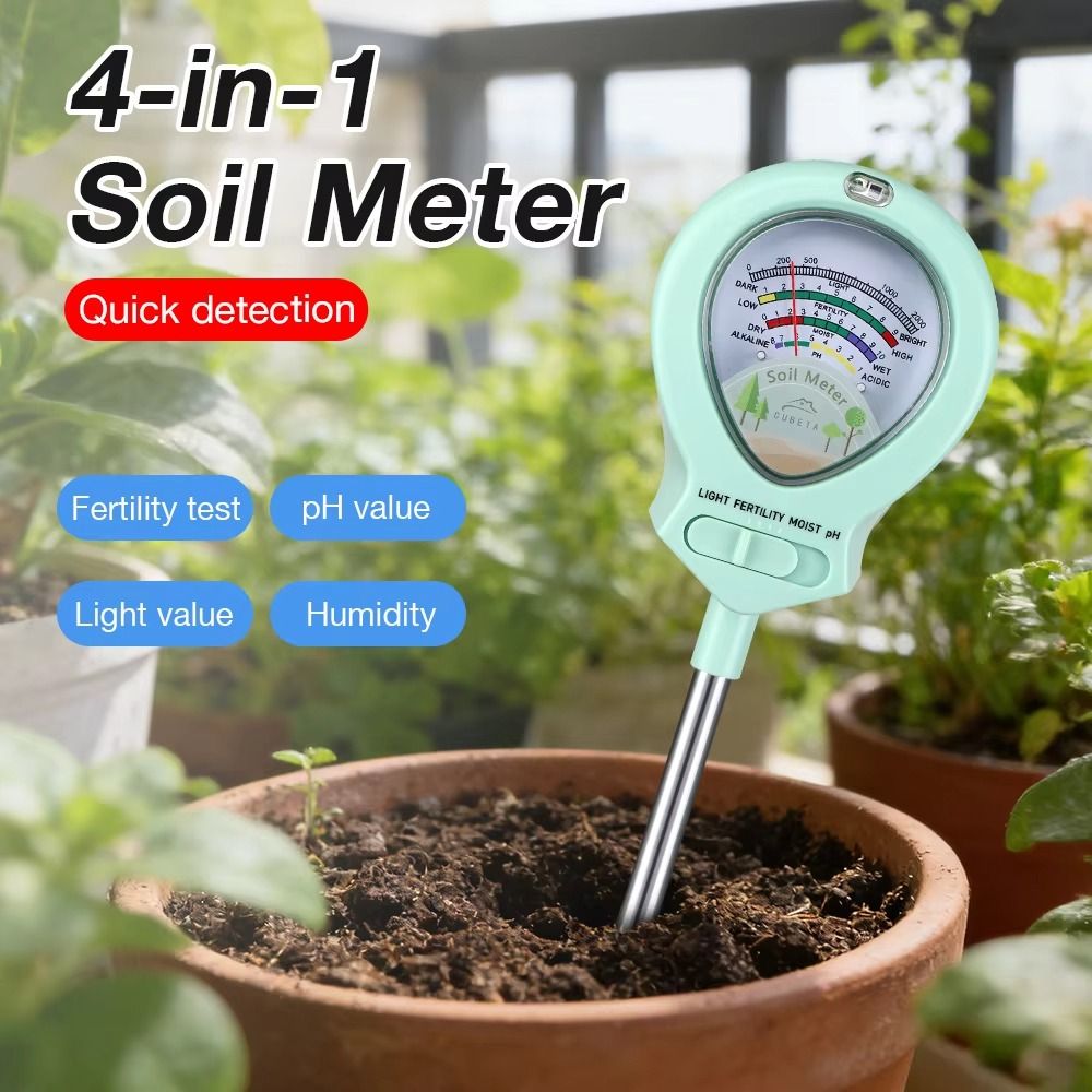 Multifunctional Meter 90° Rotatable Soil Tester 4 in Multifunctional Handheld Design Soil PH Meter Light Intensity Monitor Humidity Monitor Soil Detector Flower Planting