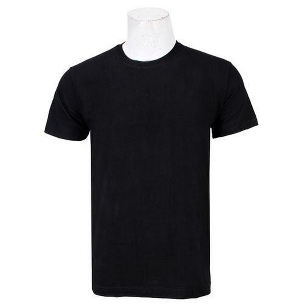 Black Solid Round Neck T-Shirt For Men