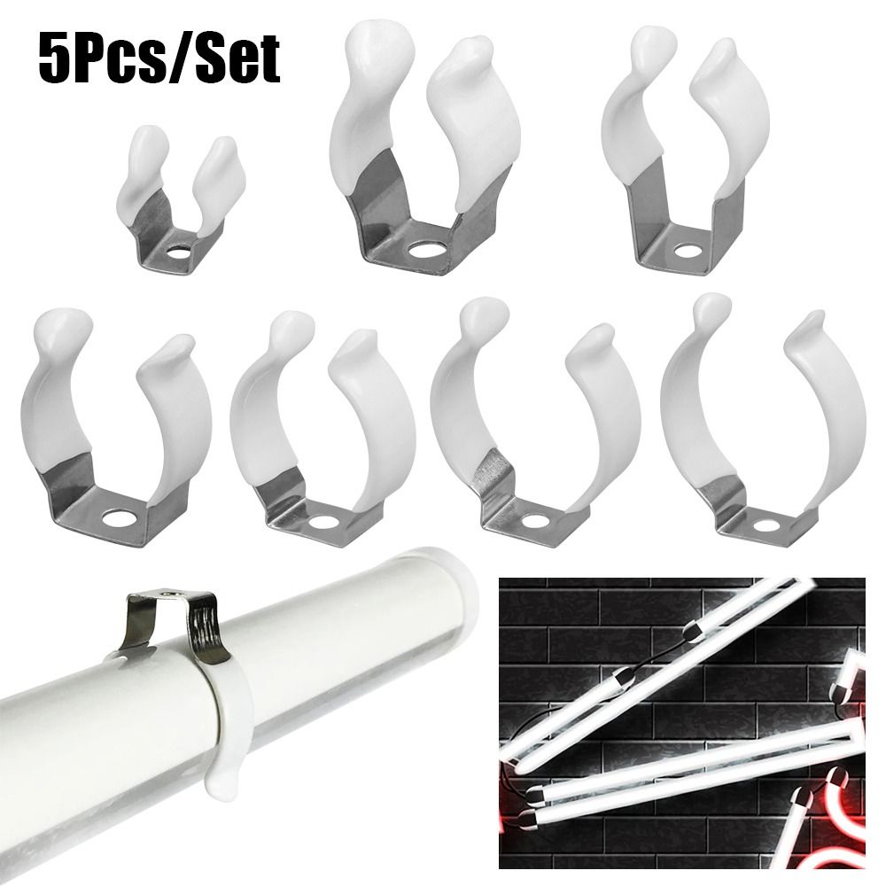 New 5Pcs Fixing Clips Spring Terry Clip Clamp Holders With Protection Lamp Tube Clip Base Tool T3/T4/T5/T6/T7/T8/T9/T10