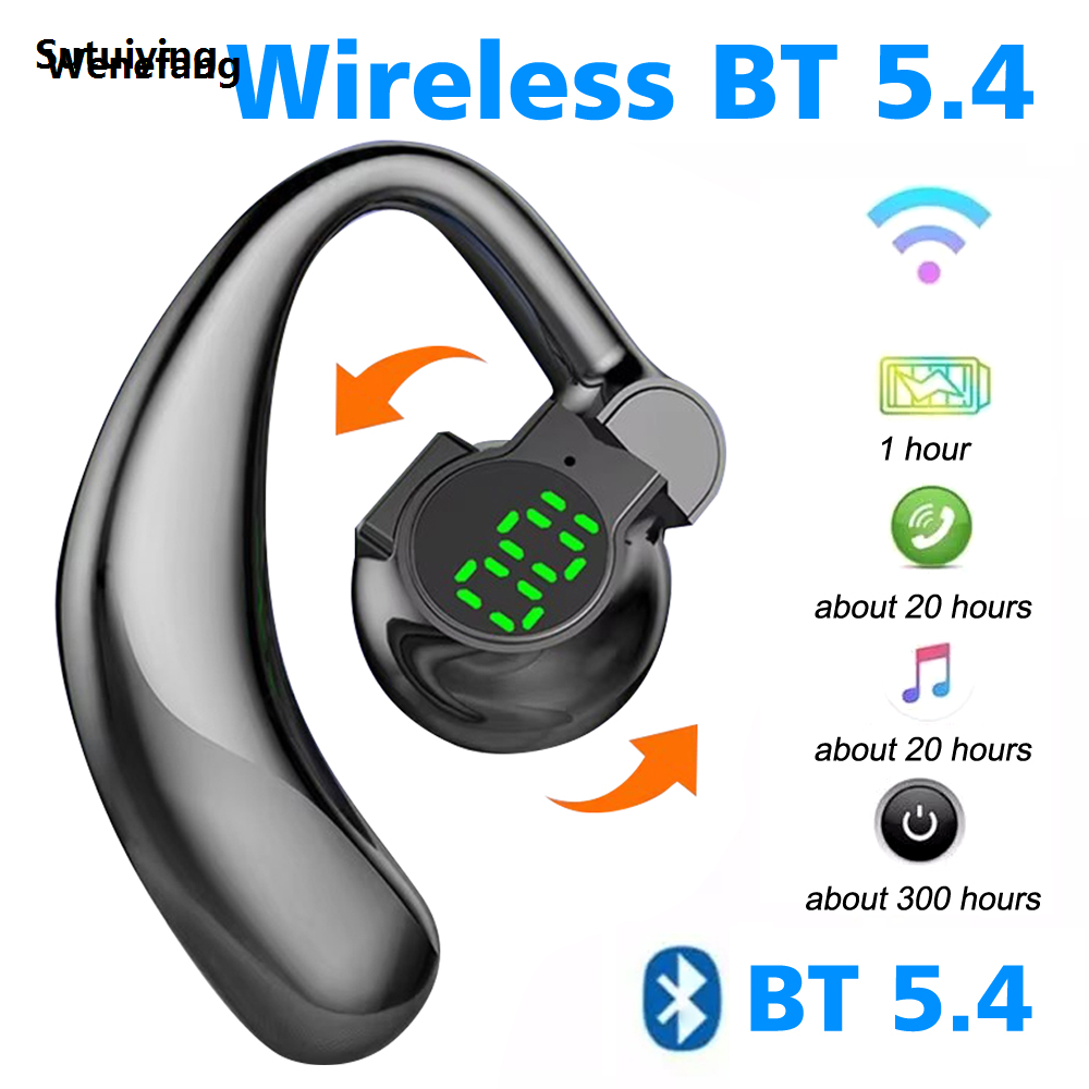Wenefang Sutuiying New 180°Wireless Headphone Bluetooth 5.4 Handsfree Noise Canceling Original New Rotatable Sport Digital Display Earphones Single Ear Earhook