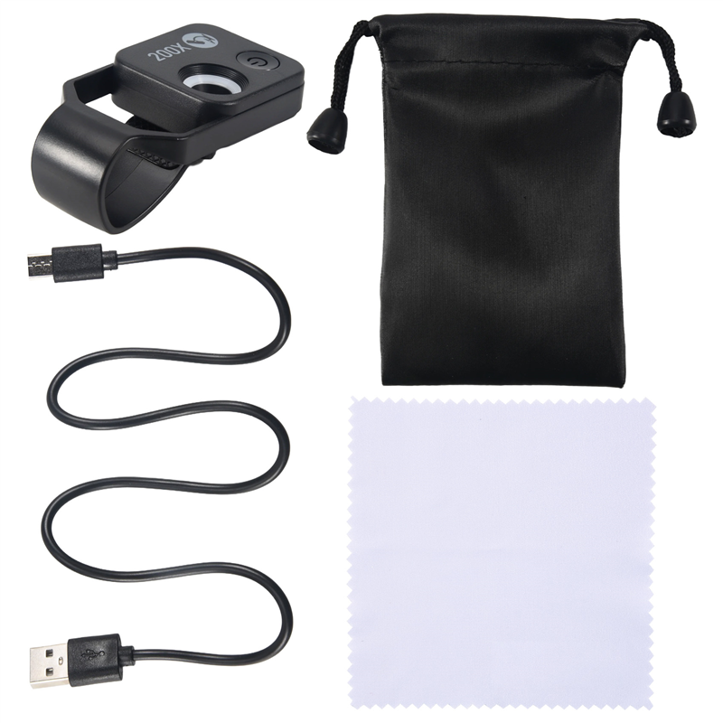 OUMERY 200X Cell Phone Microscope Accessory with Window Microscope, Portable Mini Digital Microscope with LED Light/Universal Clip