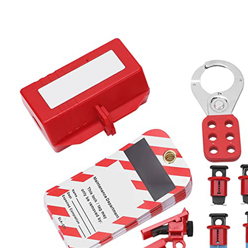 5X Electrical Circuit Breaker Lockout Tagout Kit,Safty Padlock Set Plug Lock Out Tag Station Hasps for Industry