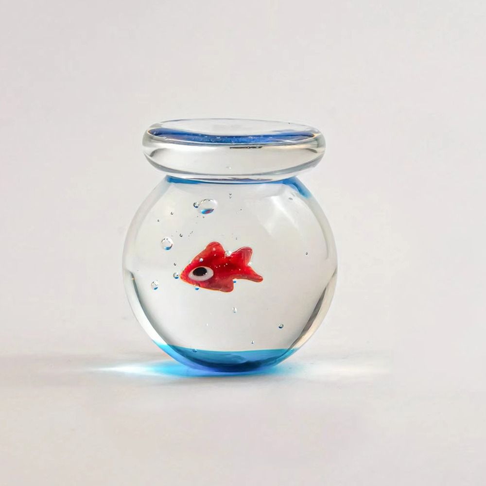 Gift Creative Mini Glass Fish Cute Transparent Aquarium Decoration Vibrant Colors Cartoon Animal Shape Mini Pocket Fish Statue Home Ornament