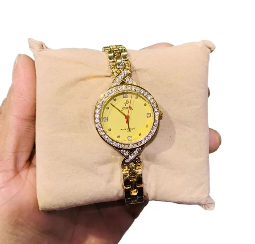 Ladies Quartz Watch || Waterproof Warranty Quartz Movement Golden Stainless Steel Watch For Women | Sold By Watch House
