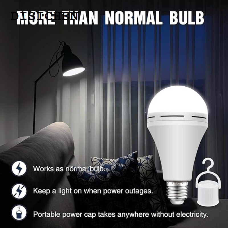 DISICHEN 2025 E26/E27 LED Emergency Light Bulb 7-15W Rechargeable 1200mAh Battery Lighting Lamp AC90-265V Intelligent Light Energy Saving New