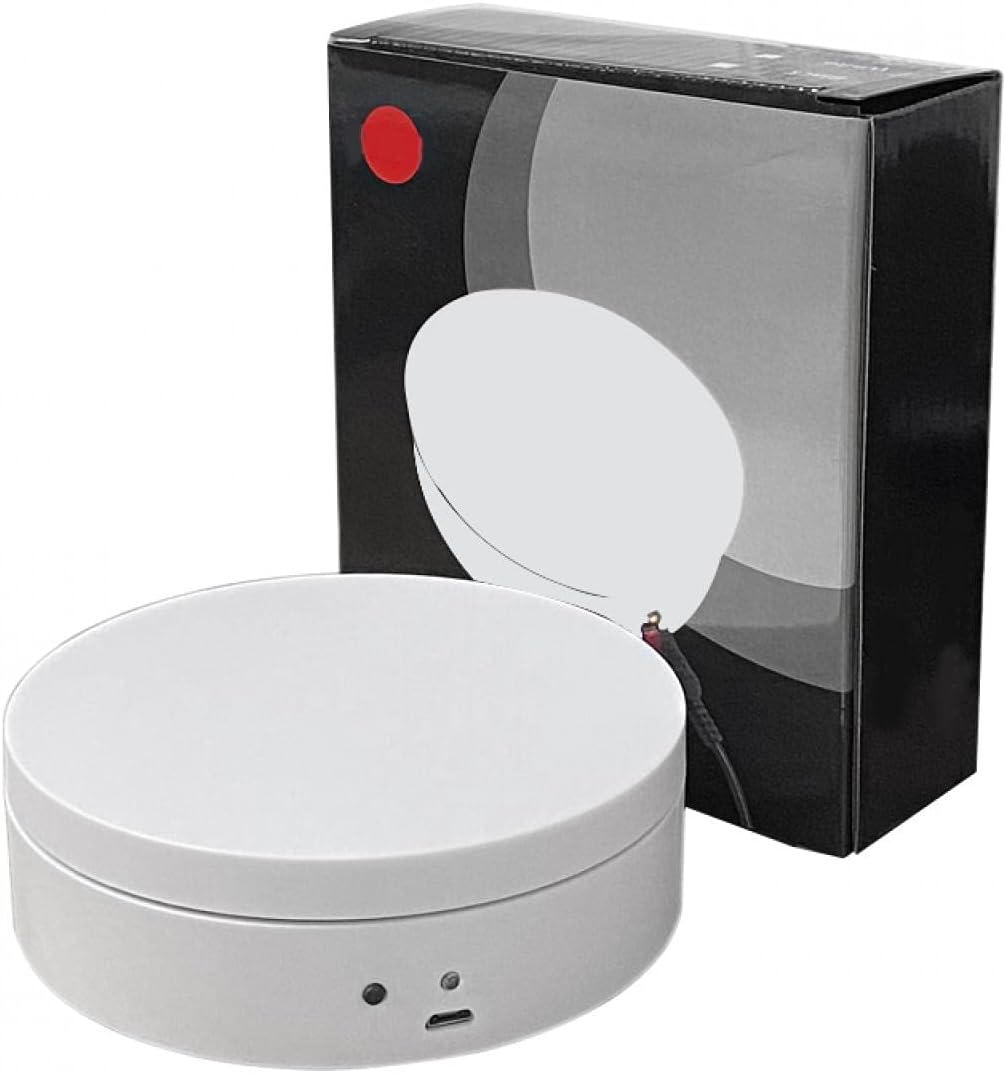 Electric Rotating Display Stand, 360 Degree Turntable Display Stand for Photography Video Shooting Props Jewelry (White) Black