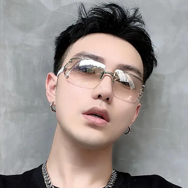 Fifty percent discount Shade Women's Sunglasses Fashion Sunglasses All-in-One Punk Sunglasses Luxury Universal Men's Y2K Men's Square Rimless UV400 Glasses