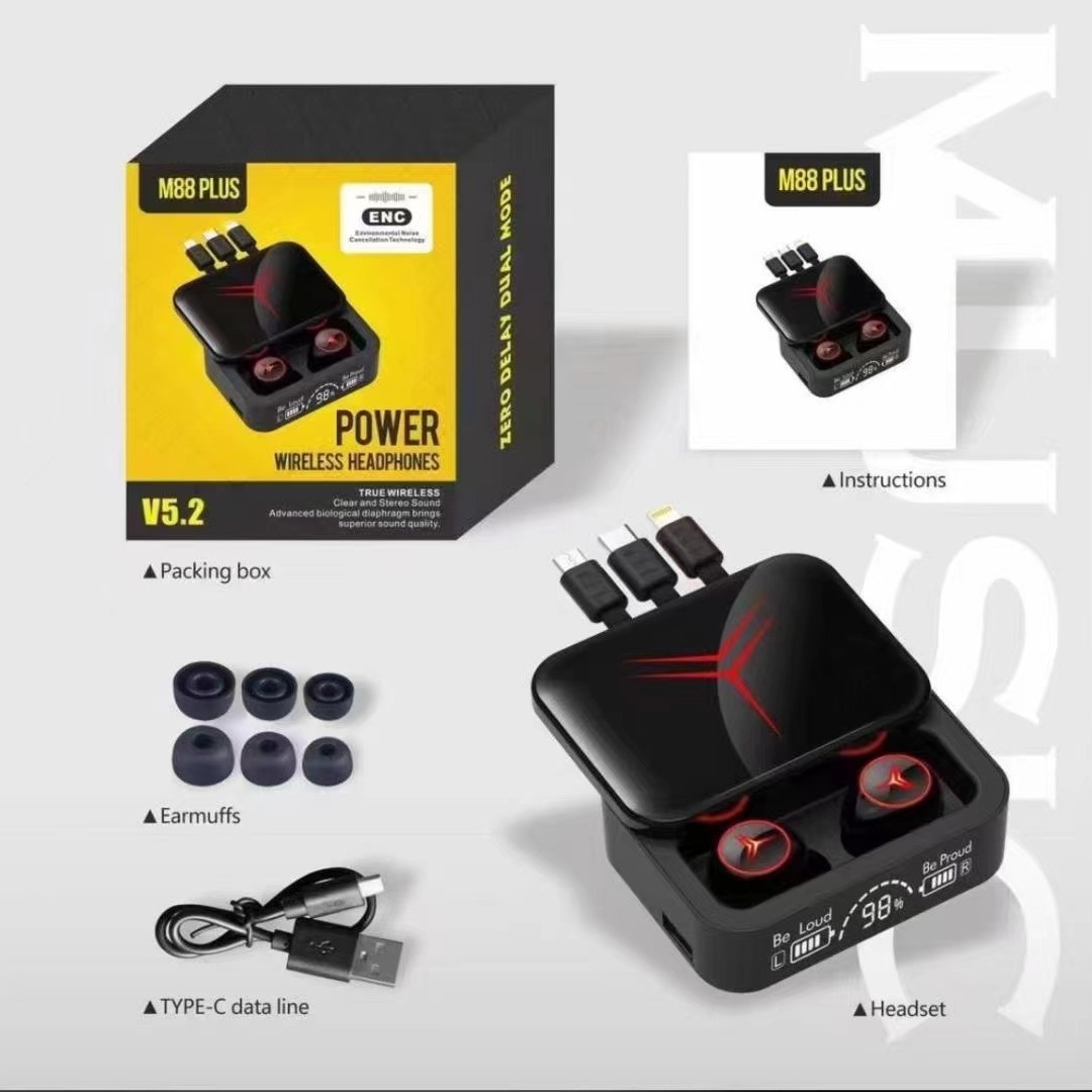 【Mega Sale】New M88 plus slide wireless sports in-ear display TWS bluetooth headset