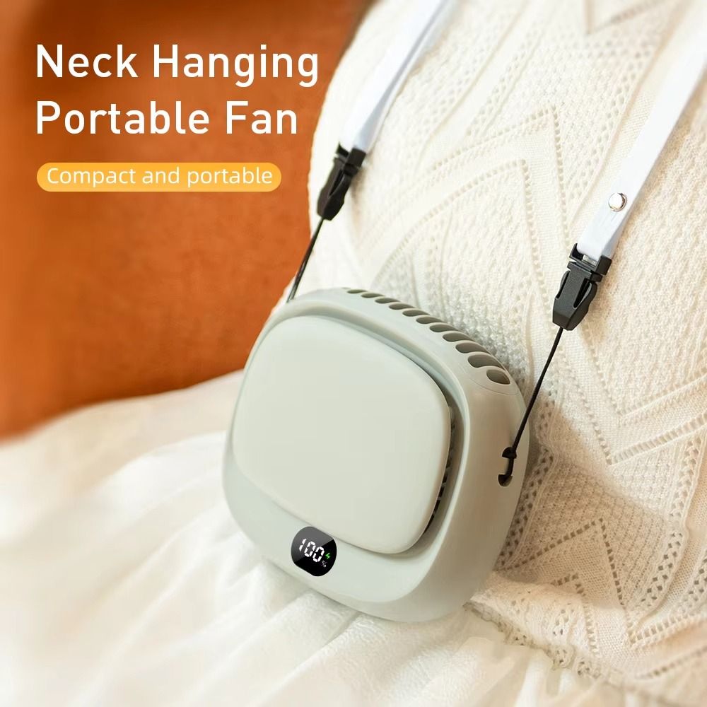 Mini Fan 5 Speed Adjustable Portable Rechargeable Fan Display Screen Large Capacity Battery Adjustable Waist Clip Fan Multi-function Handheld Design Hanging Neck Fan Outdoor Use