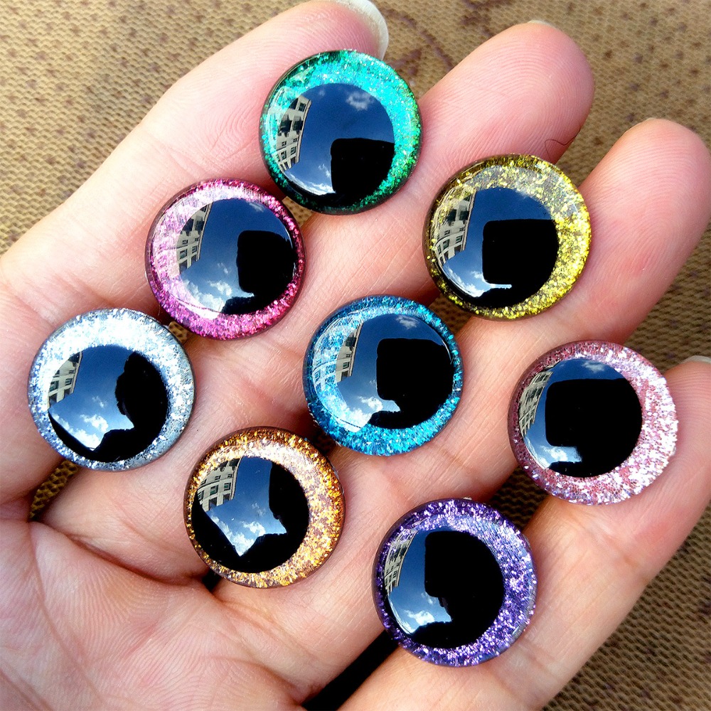 10PCS/LOT Cute Cartoon Toy Glitter Safety Eyes Glitter Washer Comical Round Glitter Toy Eyes Doll Part Round Dolls Pupil Eyes DIY Accessories