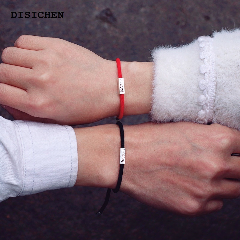 DISICHEN Original Noter New Romantic Matching Couple Bracelet 2Pcs/Set 3mm Nylon Cord Chain Adjustable Relationship Braclet Valentine Day Gift