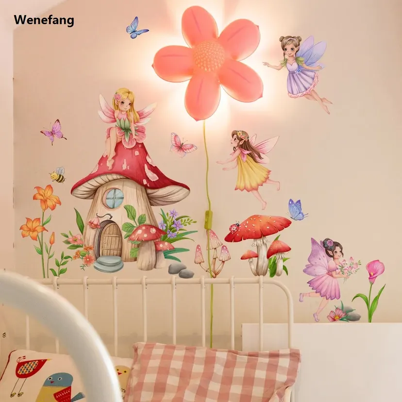 Wenefang Dancing Girls Children Room Wall Stickers Baby Butterfly Wall Stickers Luxury for Girls Stickers for Kids Room Nursery Decor Wallpaper