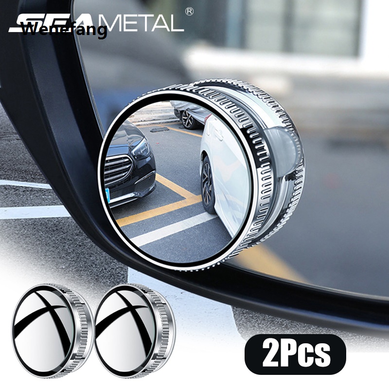 Wenefang SEAMETAL 2Pcs Side Blind Spot Mirror for Car 360-Degree Suction Cup Parking Auxiliary Convex Mirror 6CM HD Wide Angle Rearview