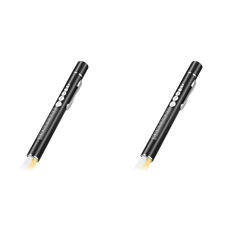 ARELENE 2X USB Rechargeable Medical-Handy Pen Light Mini Nursing Flashlight Torch Lamp Pocket Led Flashlight-Black