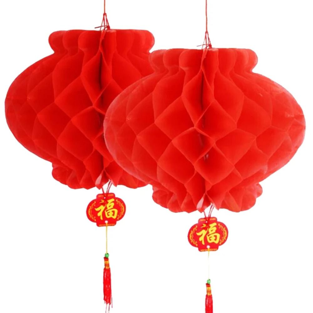 10Pcs NEW Chinese Traditional Paper Honeycomb Lantern Spring Festival Reusable Ceiling Decorations Party Favors Plastic Hanging Garland Shops Restaurant Party