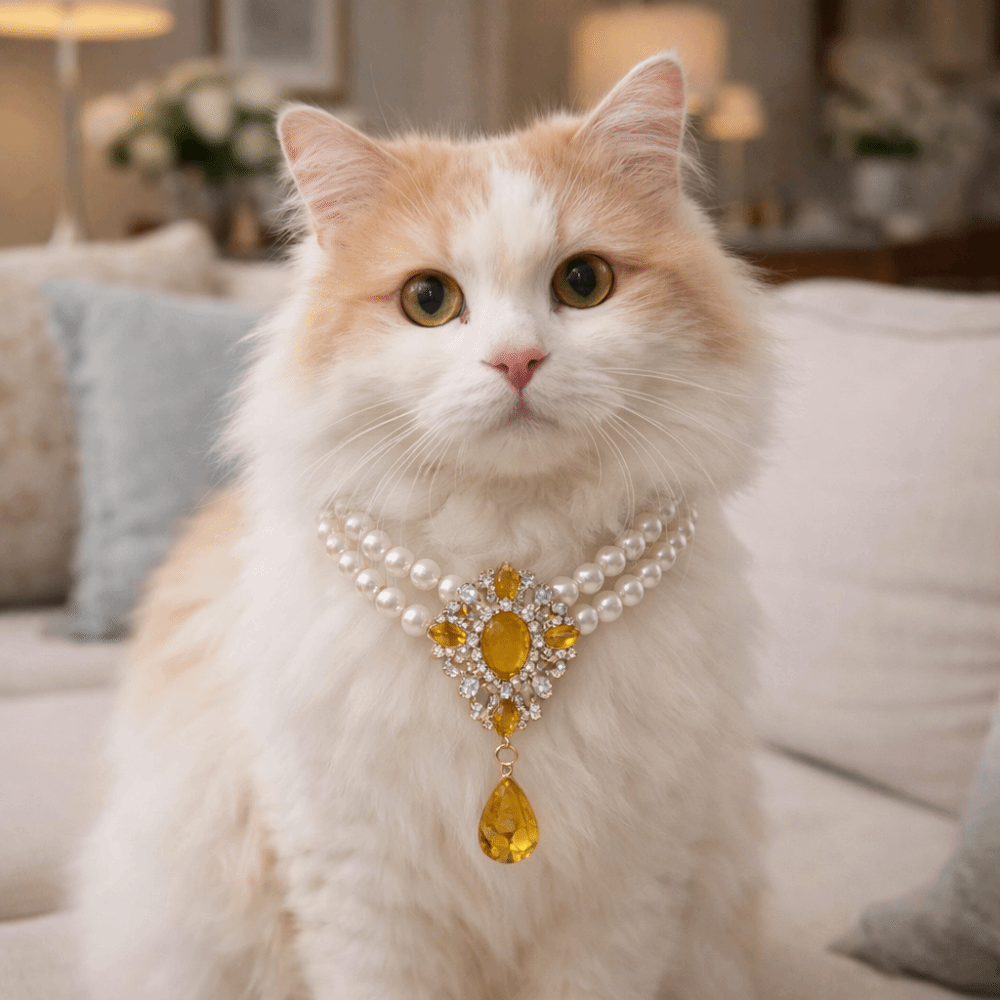 Cat Jewelry Double Layer Pet Necklace Adjustable Vintage Cat Neck Chain Glamorous Dog Princess Necklace Pet Supplies