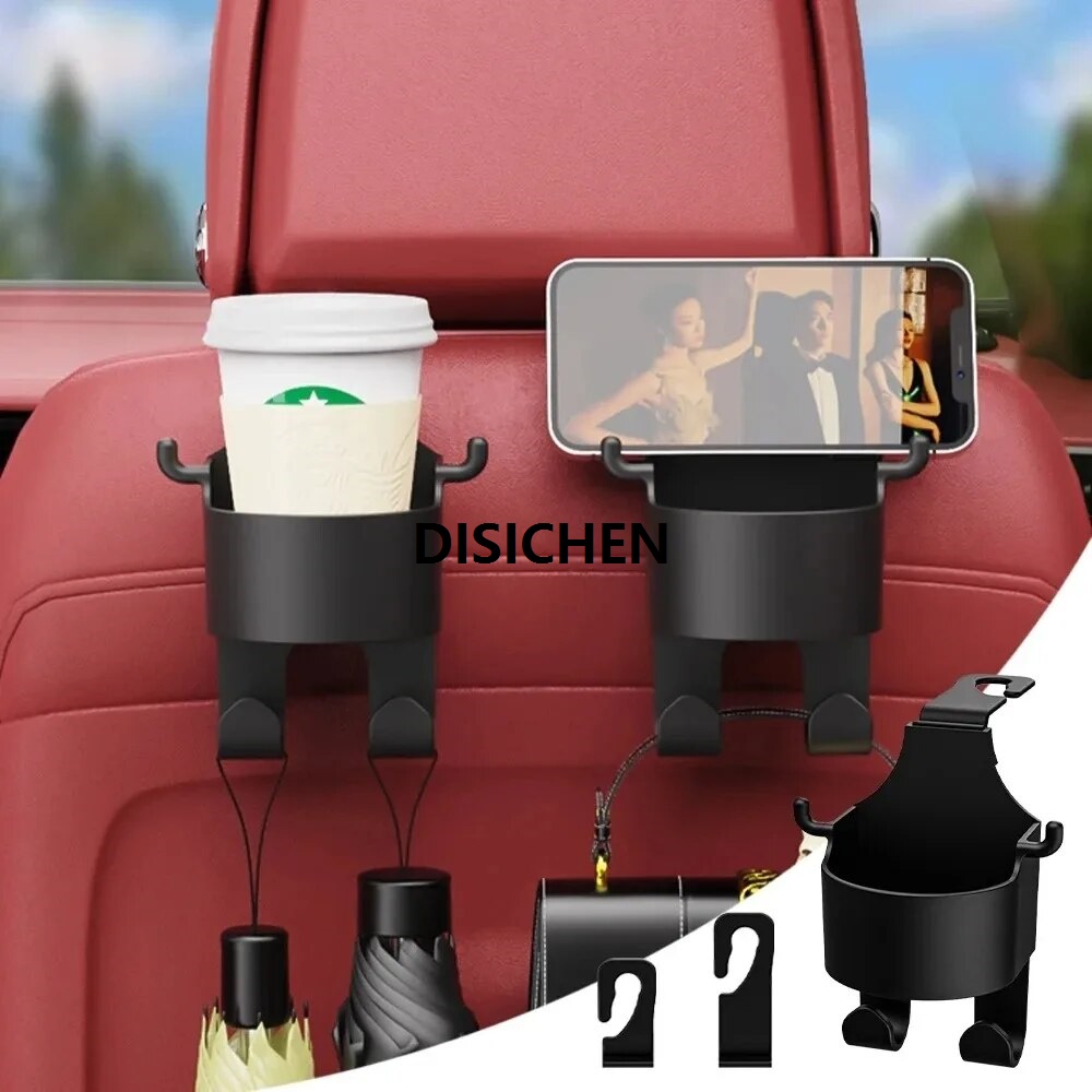 DISICHEN Car Seat Headrest Hook Hanger Storage Organizer Car Mounted Hook Multifunctional Water Cup Holders Auto Interior Accessories Portable