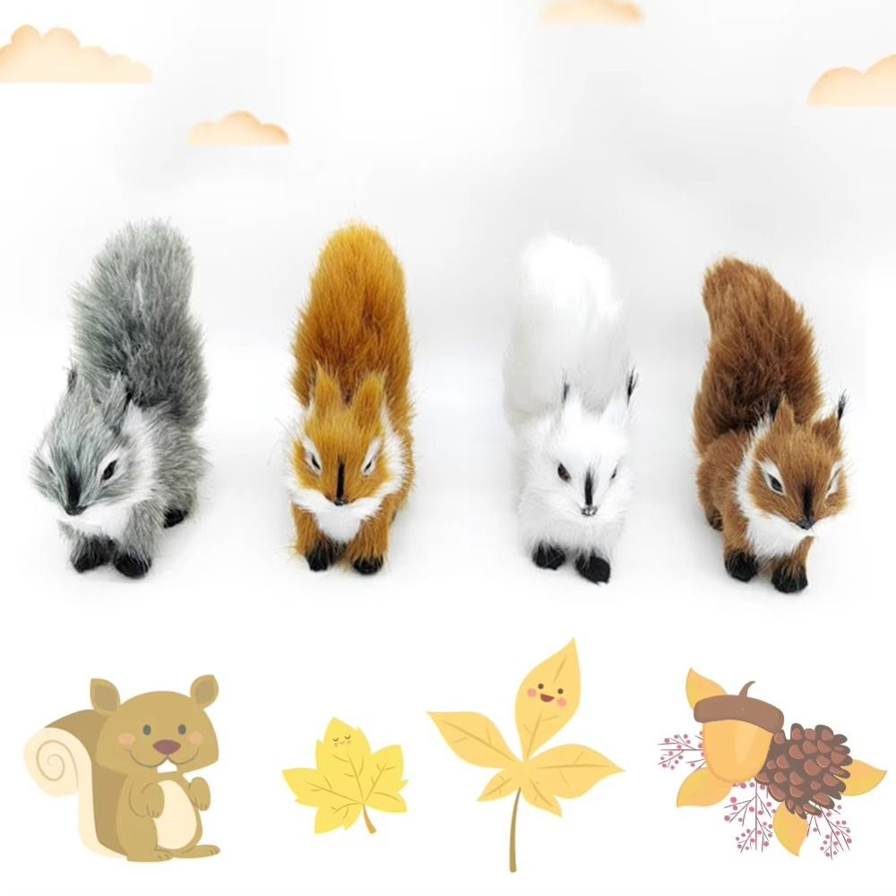 Cute Plastic Simulation Squirrel Toy Plush Simulation Fur Squirrel Miniatures Craft Simulation Animal Toy Christmas Decorations