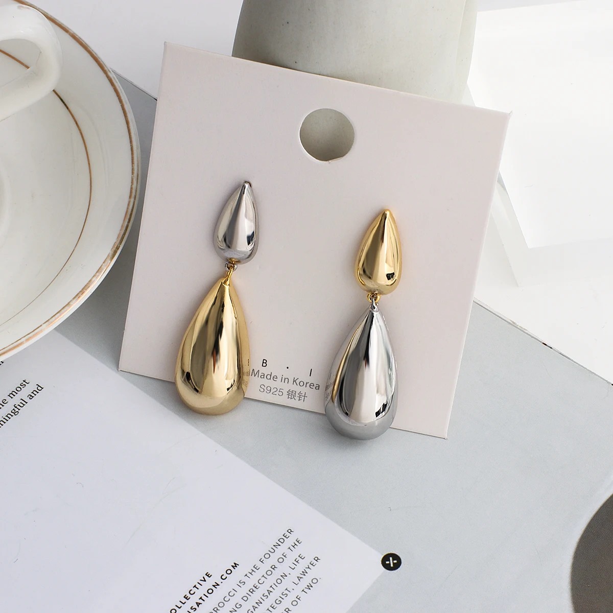 1 Pair Luxury Gold Water Drop Dangle Earrings for Women, Elegant Teardrop Statement Drop Earrings, Fashion Party & Wedding Jewelry Gift