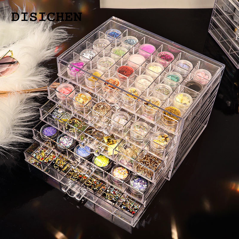 DISICHEN 2025 New Jewellery storage 【 】 Nail Art Earrings, Rings, Necklaces, Drawer Storage Box, Desktop Point Diamond Compartment Transparent Jewelry Box