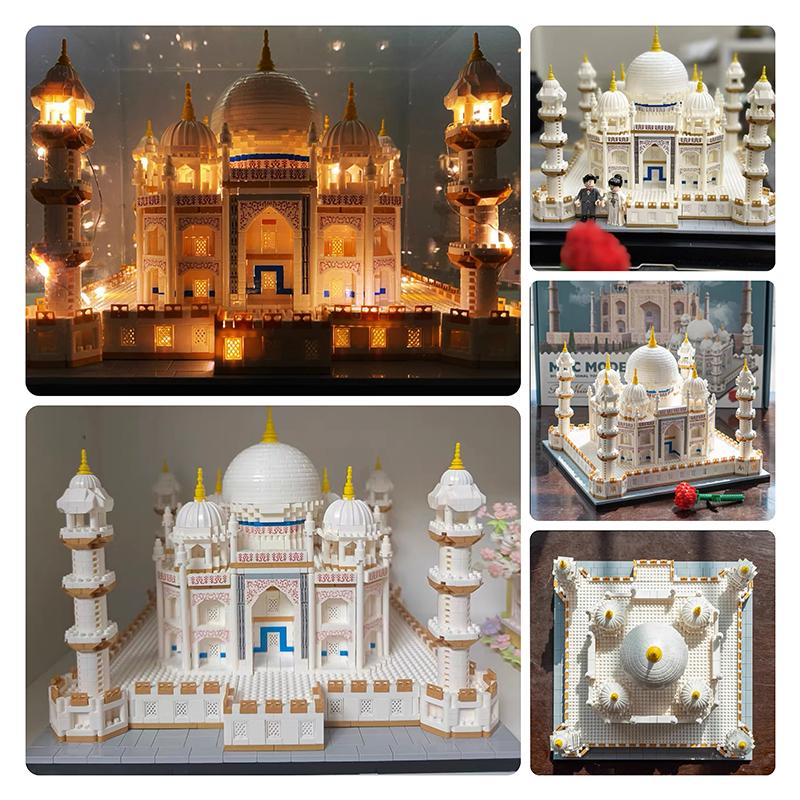 Bizzy Lego Set Creative Building Blocks Taj Mahal Famous Building New Seven Wonders of The World MOC Decorated Nano Brick Toy Gift