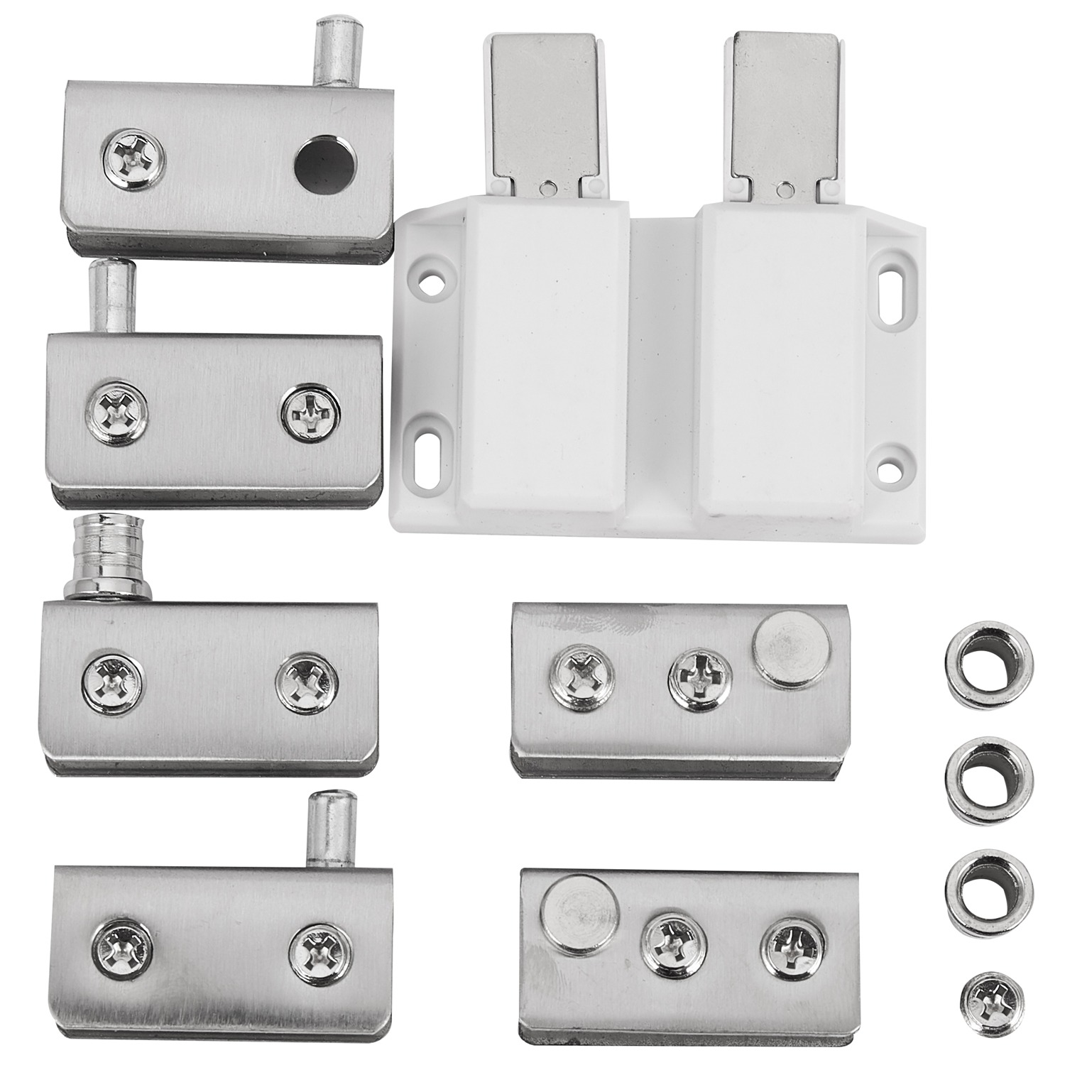 NAMUNY Stainless Steel Glass Door Pivot Hinge Double Magnetic Catch Set for 5-8Mm Glass Door