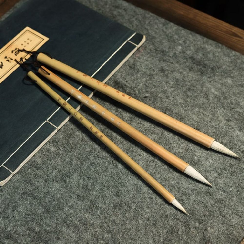 Vintage Traditional Chinese Calligraphy Brush Oil Watercolor Oil Painting Scriptures Writing Brush Wood High-end Art Paint Brush Student
