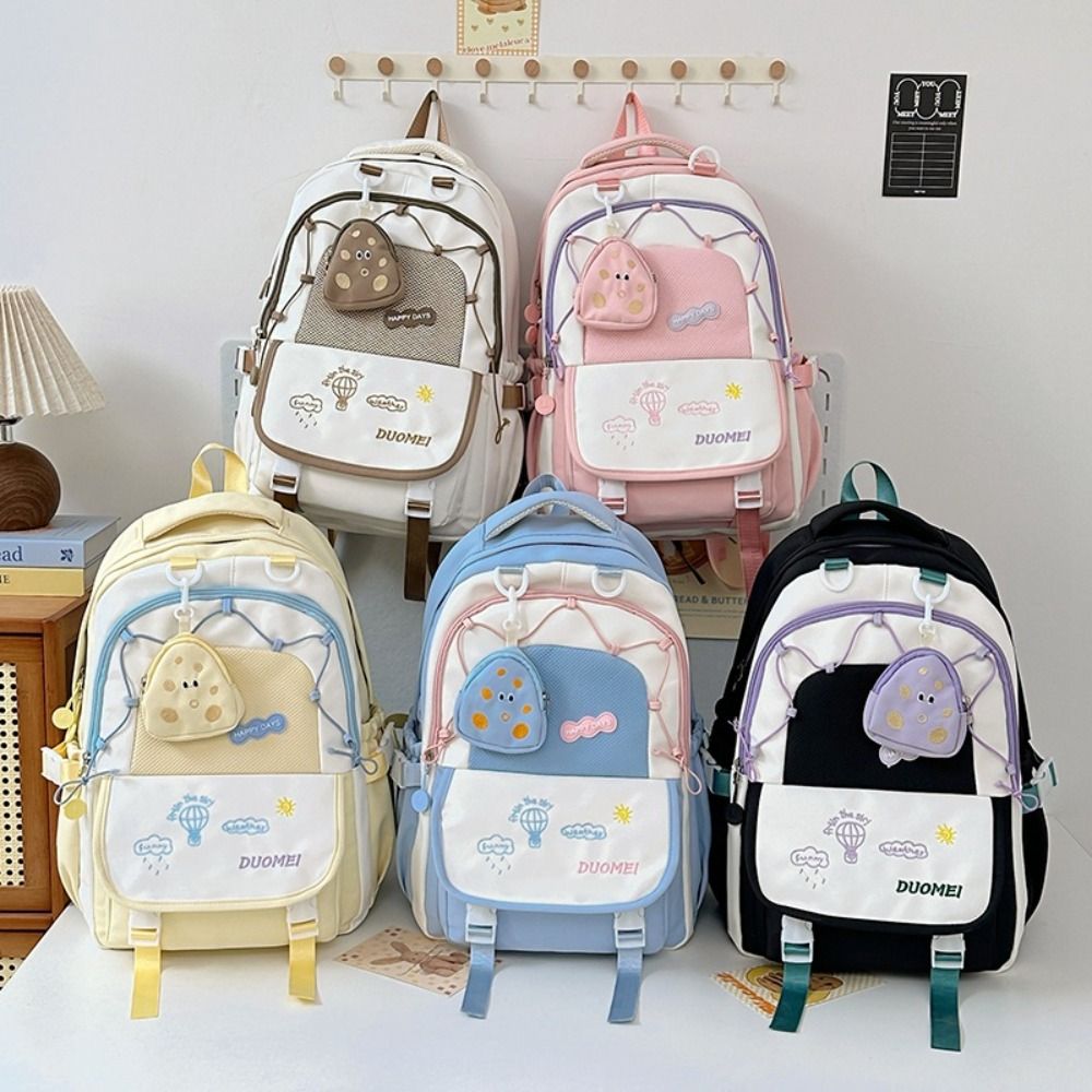 Fashionable nylon Backpack Large Capacity Lightweight Students School Bag Multi-color With coin purse Shoulders Bag Students