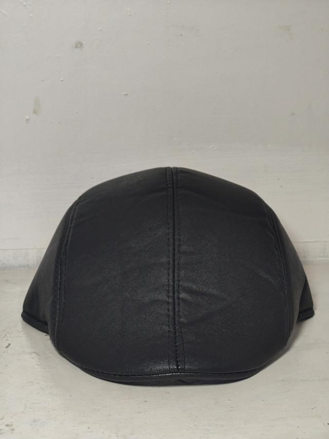 Black Genuine Leather Newsboy Cap | Unisex Ivy Flat Cap | Peaky Blinder Hat