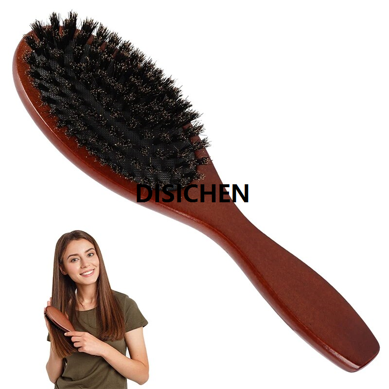 DISICHEN Natural Boar Bristle Hairbrush Massage Comb Anti-static Hair Scalp Paddle Brush Beech Wooden Handle Hair Brush Comb Styling Tool 2025 New