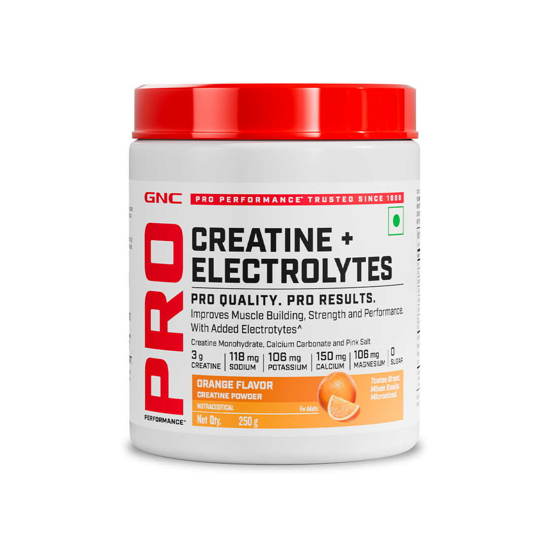 GNC Creatine + Electrolytes- 250g (5.5g Serving) With Zero Calorie Energy Booster, Replenish Electrolytes, Boost Energy & Performance