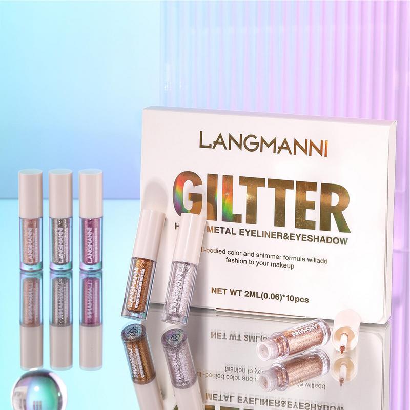 Linman totoro New style 10 Colors Glitter Liquid Eyeliner Pen Pearlescent Luxury Bright Shining Eyeliner Waterproof Lasting Eyeshadow Women Cosmetics