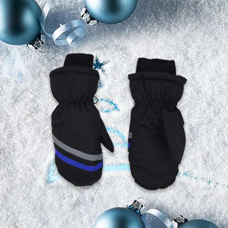 Bizzy 1 Pair Kids Mittens Winter Waterproof Gloves for Children Sports Gear Gifts Geometry Pattern Outdoor Activities red S