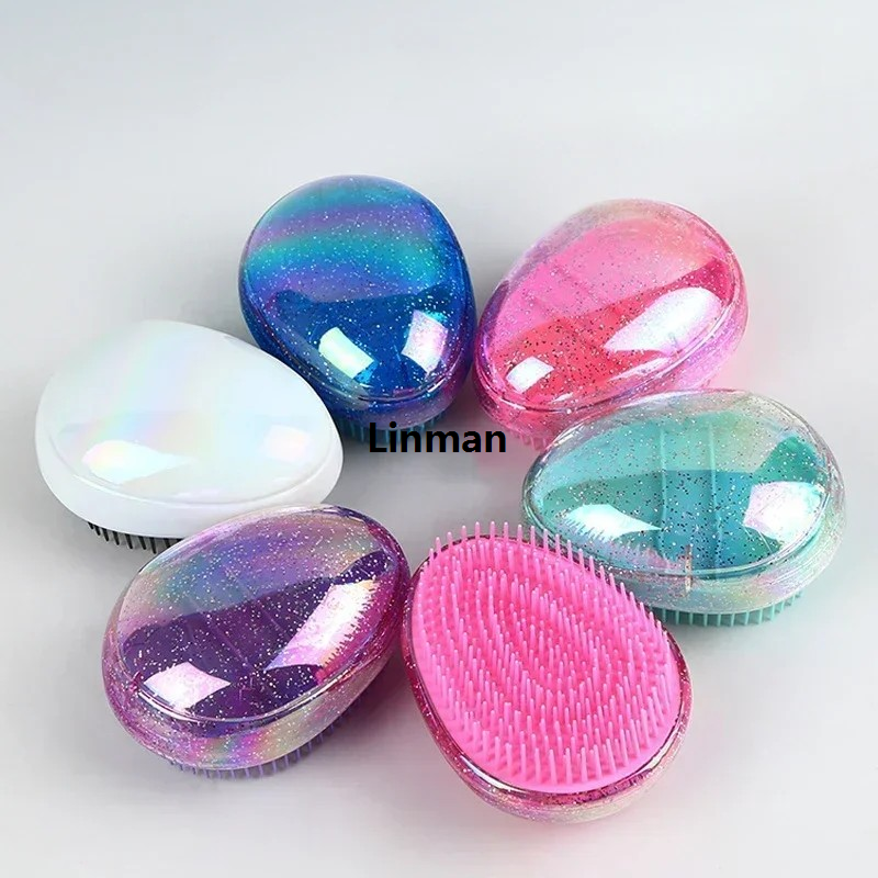 Linman Mini Detangling Hair Brush Egg Round Shape Scalp Massage HairbHigh Quality rush Tangled Hair Comb Salon Hairdress Hair Styling Comb Travel