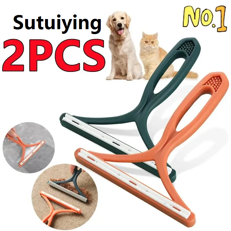 Sutuiying transparent bag 2-IN-1 Double-sided Lint Remover Handle Shaver Brushes for Clothes Carpet Sweater Pet Fur Hair Catcher Scrapers Cleaning Tools