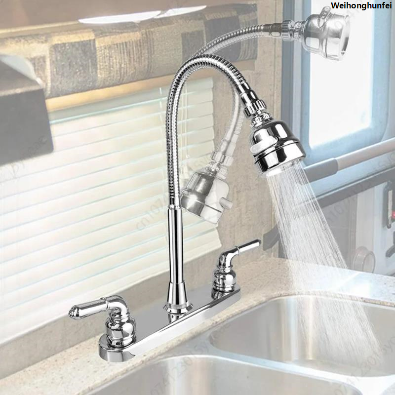 WeihonghunfeiSales promotion South American RV Kitchen Faucets Dual Port Faucet Kitchen Splashproof Faucet Replacement Sink Faucets Kitchen Accessories