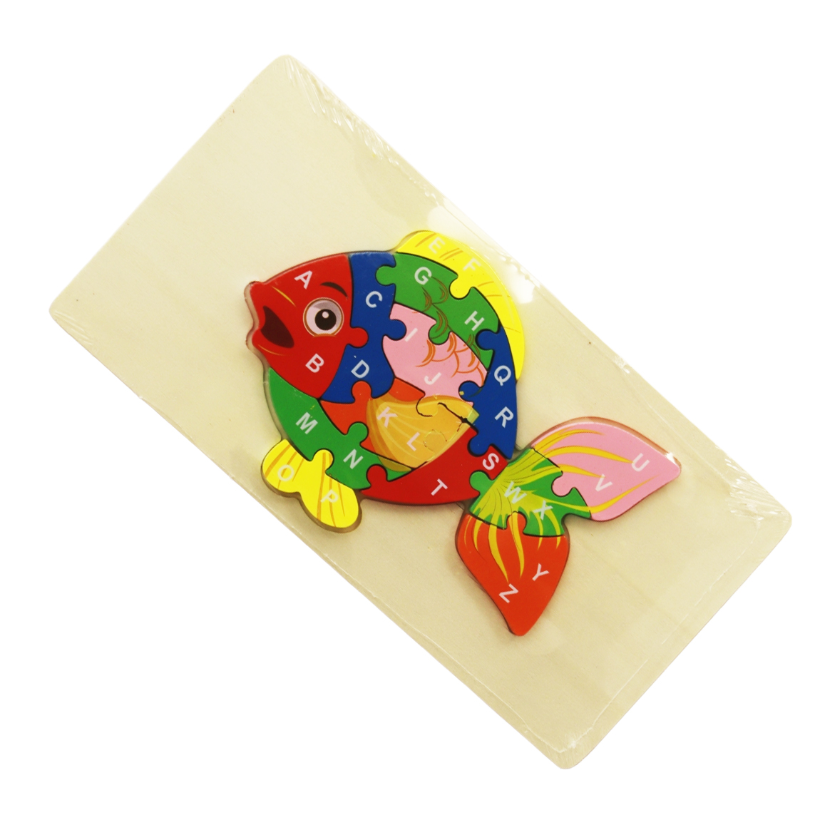 Wooden Fish Shaped Puzzle Board, English Alphabet (A-Z) Early Education Montessori Puzzle for Baby