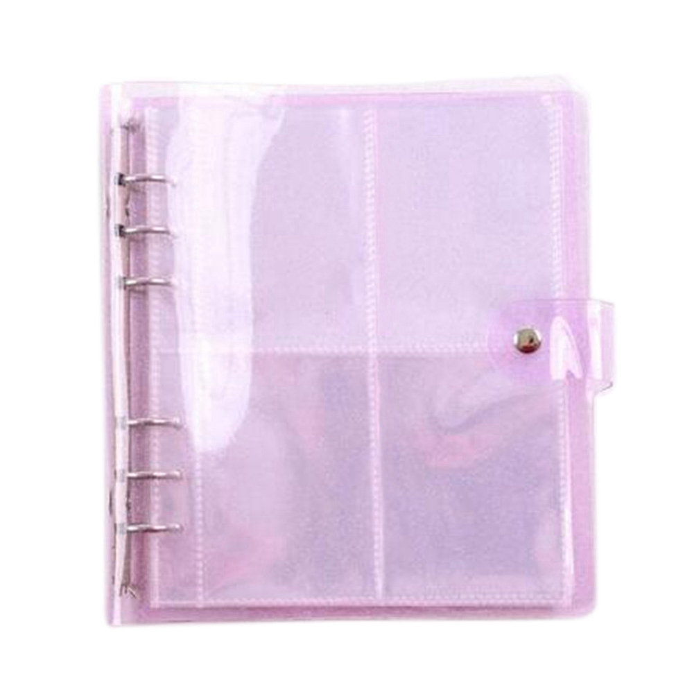 6 Holes Loose-Ring Binder with 200 Pockets PVC Portable Photo Album Transparent Album, 3 Inch Photos Album,