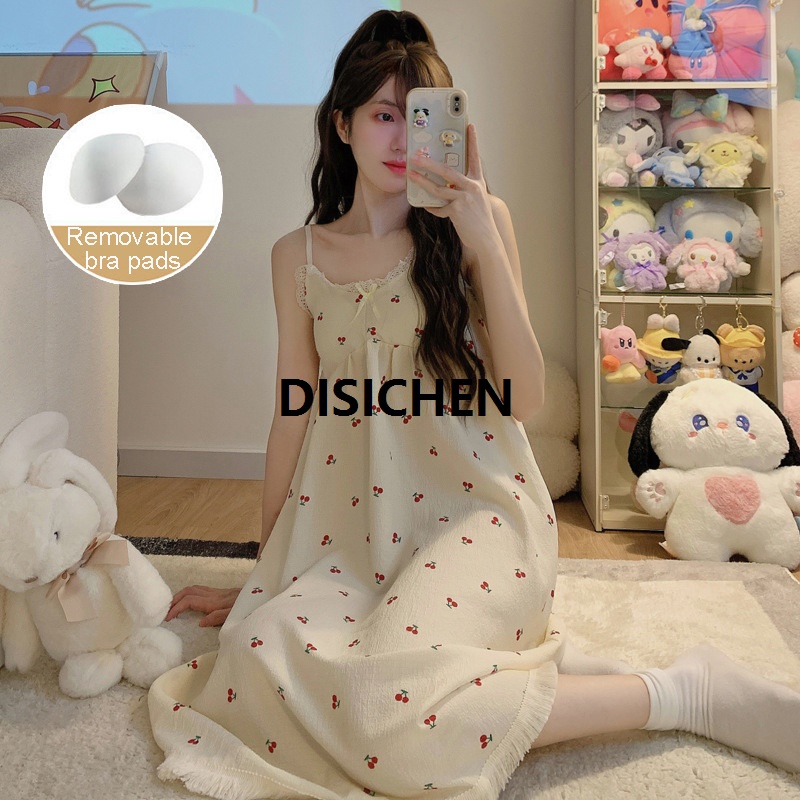 DISICHEN Women's Pajamas Halter Nightgown With Corset Comfortable Cotton Sweet Cute Princess Style Pajamas Outside The Home Wear Profesional