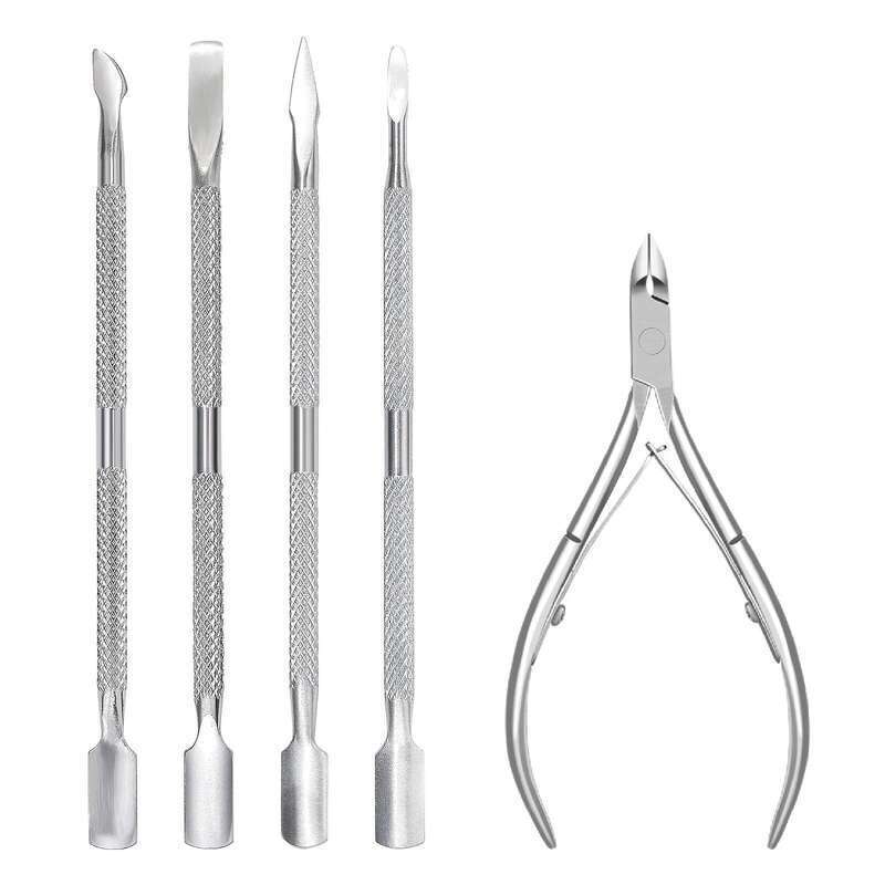 4/5 Pcs Professional Stainless Steel Cutter Scissor Nippers Multi Function Cuticle Pusher Remover Nail Art Care Tools Kits
