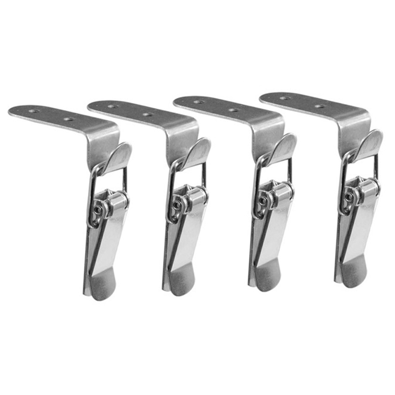NCANRUI 2X 90 Degrees Duck-Mouth Buckle Hook Lock Stainless Steel Spring Loaded Draw Toggle Latch Clamp Silver Hasp Latch Catch